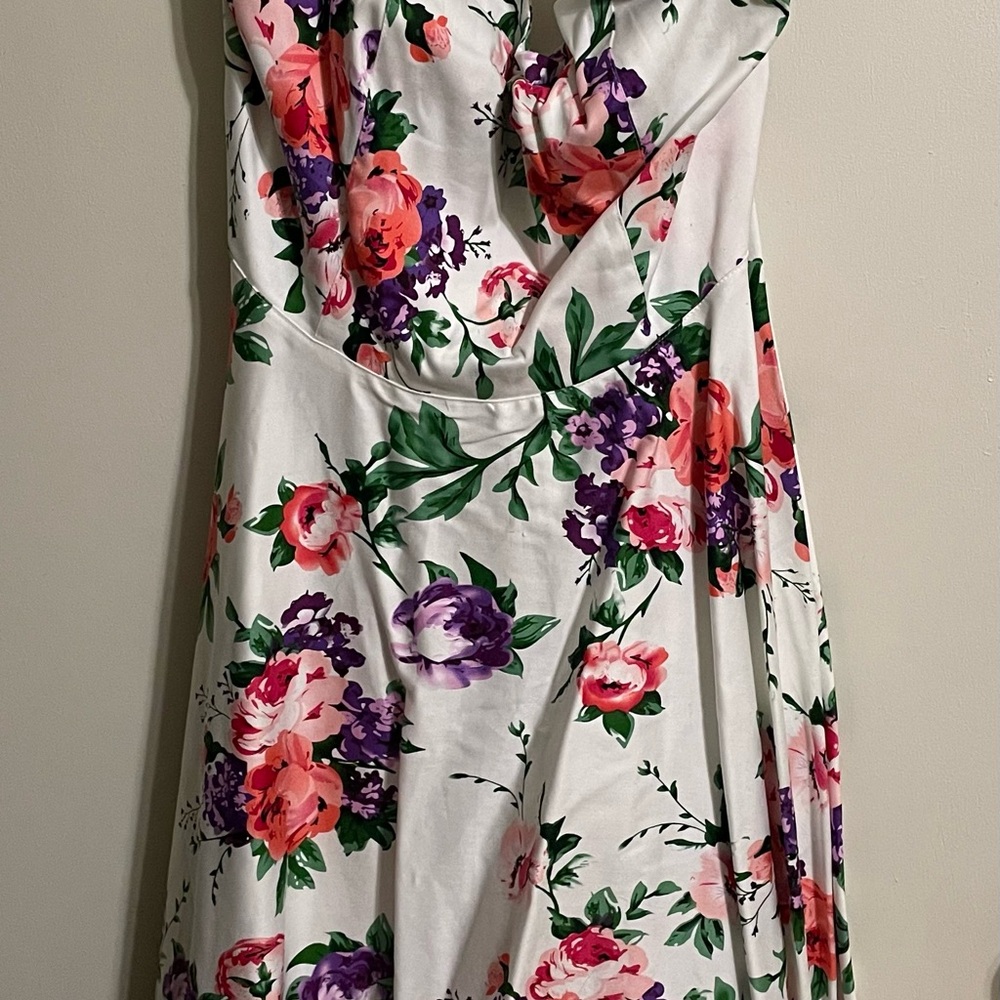 Floral Print Women's Dress-A line swing dress halter top